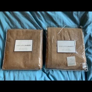 2 Pottery Barn Everyday Suede Brown Drapes 52x63”